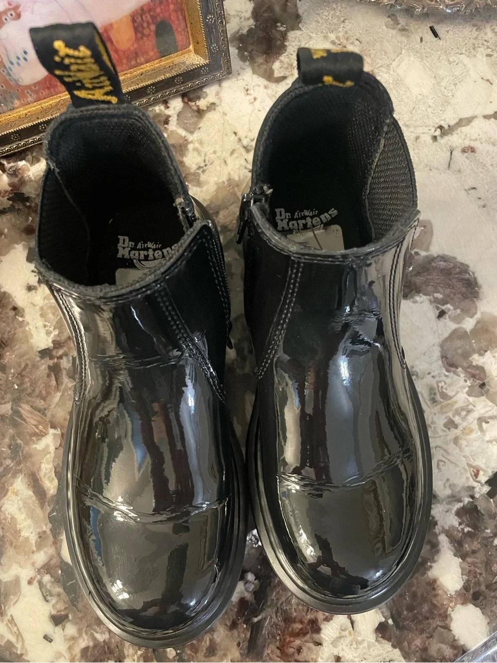 Dr. Martens Chelsea AirWair Kids 2976 Black Patent Leather Side Zip Kid’s Size 1